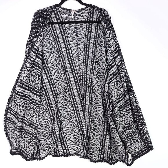 Free People Duster Womens Large Fringe Boho Kimono Jacket Open Front Oversized - Picture 3 of 12